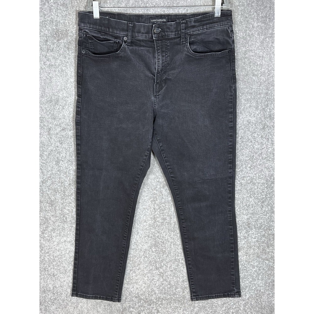 Lucky Brand 410 Athletic Straight Jeans Mens Size 36x30 Black Stretch 5 Pocket